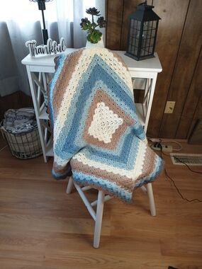 New Hand Crocheted Baby Boy Blanket